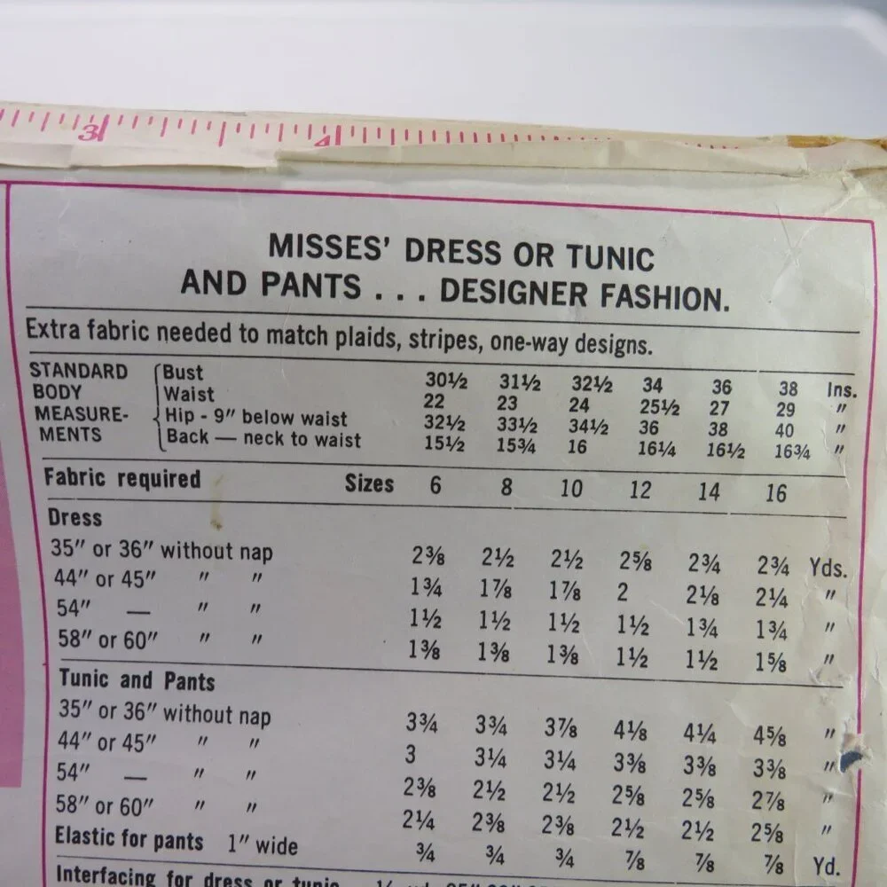 Simplicity 9456 Clothing Pattern Size 14 Dress, Pants straight leg